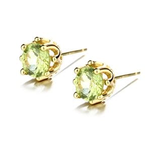 Natural Olivine Earrings 925 Pure Silver Simple Ins Small Clear New Green Crystal Crown Earrings