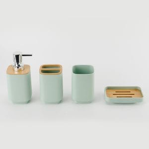 Four piece set of bathroom supplies, square electroplated mouthwash cup, brush holder, soap box, bathroom storage, bathroom wash set